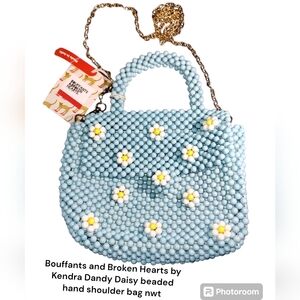 Bouffants & Broken Hearts Daisy Floral Hand Bag blue Nwt